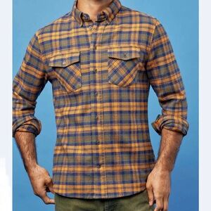 United by Blue Medium orange green Blue plaid flannel button up shirt men’s
